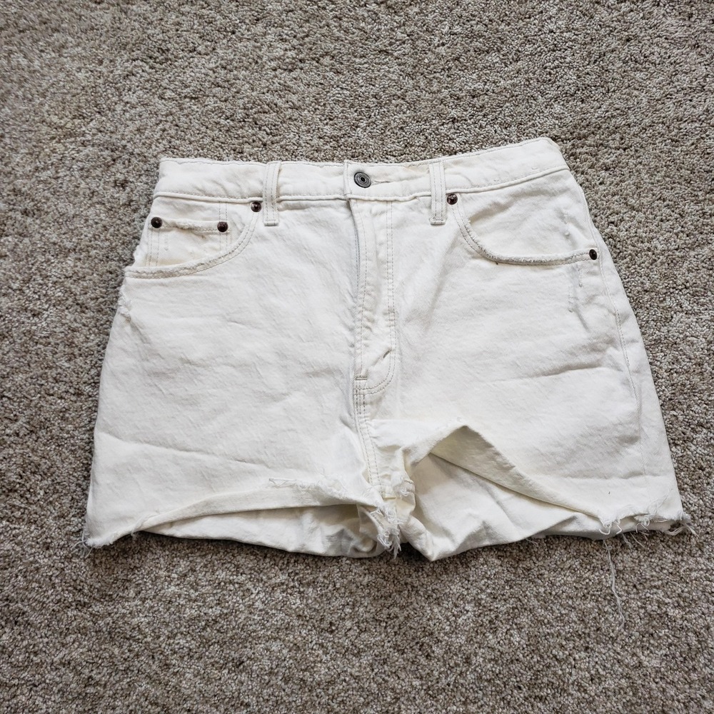 Abercrombie & Fitch Shorts Womens 6 White Cut-Off Denim Frayed Hem High Rise